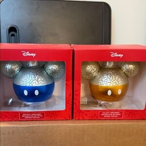 Bundle of Hallmark glass Mickey glass ornaments